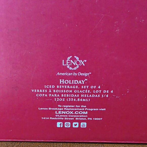 Vintage Lenox Holiday 3-Piece Iced Beverage Glass Set, Christmas Dinnerware - Picture 8 of 8